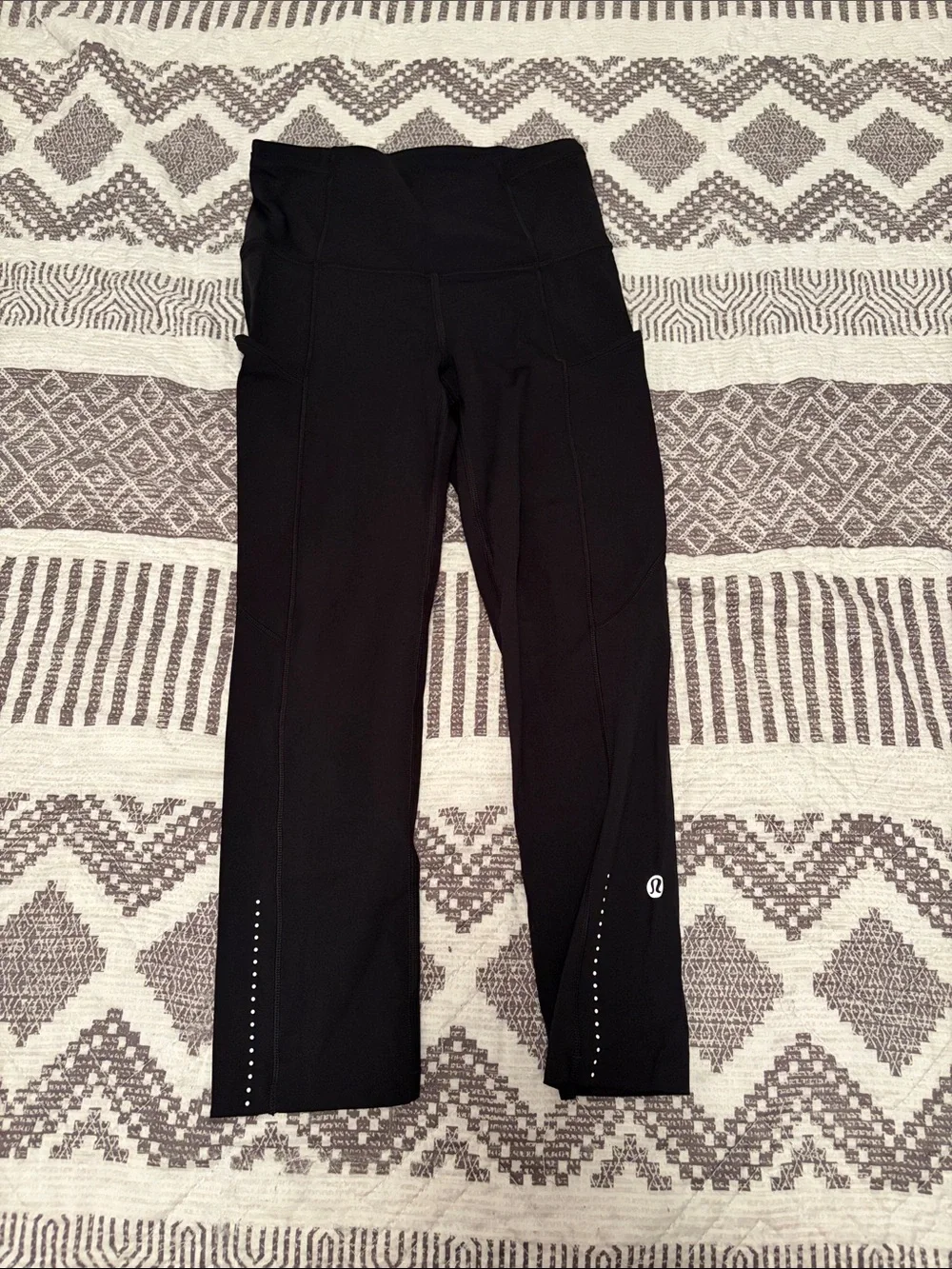 lululemon athletica Black Cropped Leggings with Reflective Dots